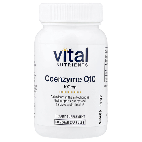 Vital Nutrients, коэнзим Q10, 100 мг, 60 веганских капсул