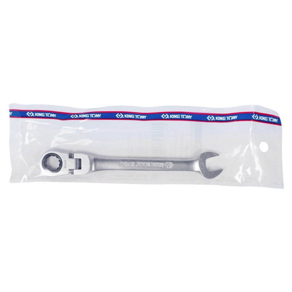 KING TONY (373021M) Ключ трещоточный комбинированный с шарниром 21 мм
