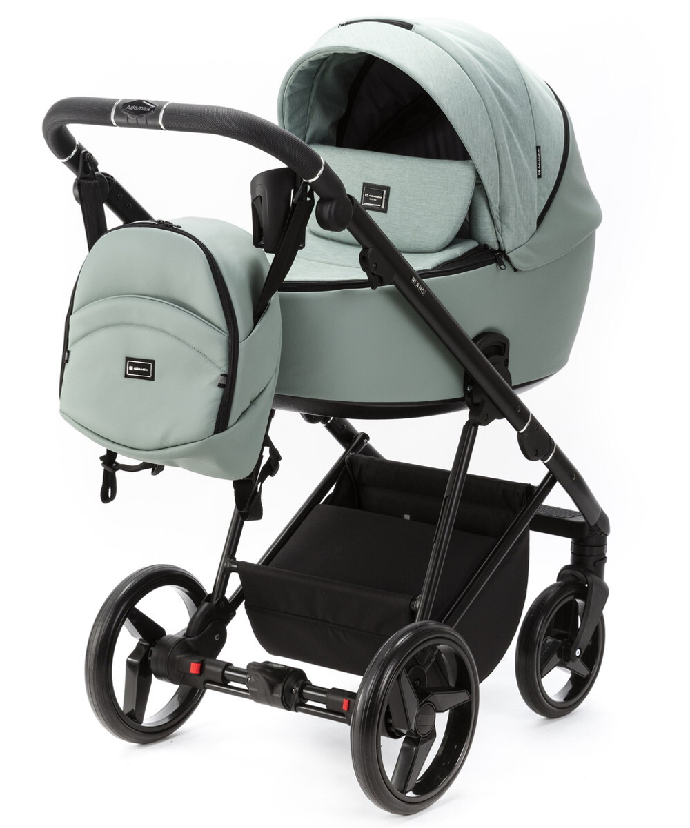 Детская коляска Adamex Blanc 2 в 1 BL-PS122 LUX (СЕРО-ЗЕЛЕН+СЕРО-ЗЕЛЕН. КОЖА)