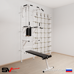 Шведская стенка Sv Sport усиленная 6930 (Турник стандарт/Брусья/Стойка/Скамья/Трапеция/Канатный лаз)