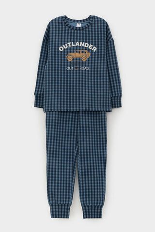 пижама  для мальчика  К 1581/синий джинс,маленькая клетка