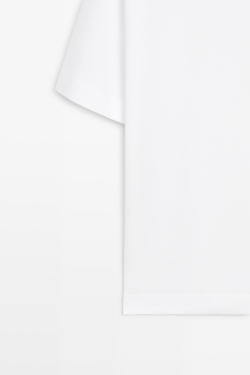 Massimo Dutti Футболка с коротким рукавом из 100% хлопка, белый