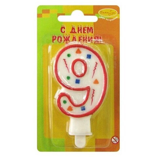 ПатиБум Свечидля торта Цифры-9 Красное конфетти