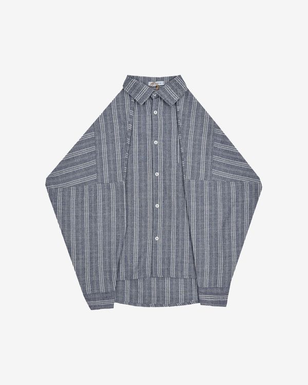 Рубашка Oversized Striped Shirt Blue синяя - фото 1