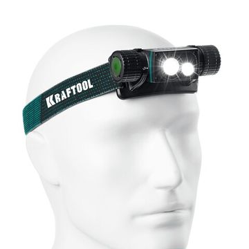 KRAFTOOL KH-7, 1000 лм, 4 режима, 3в1 аккумуляторный налобный/ручной фонарь, 2200мАч (56450)