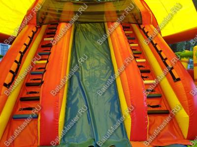 Надувной батут "Страна Сафария" с крышей и высокими горками 14*7*6 м