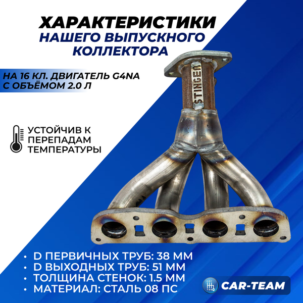 Вставка вместо штатного катализатора Hyundai Creta "Stinger" 4-1 с объемом двигателя 2.0 16кл. (G4NA)