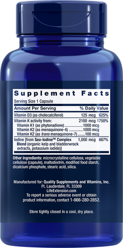 Vitamins D and K with Sea-Iodine™ 60 капсул Life Extension