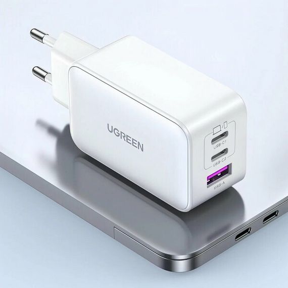 Сетевое зарядное устройство Ugreen CD244 Nexode 65W USB-A + 2 x USB-C GaN (15334) белый