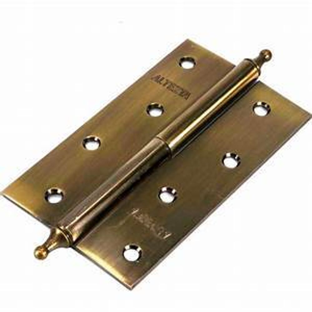 Петля дверная левая ALTEZTA 100х75х2,5мм с короной старая бронза РАСПРОДАЖА