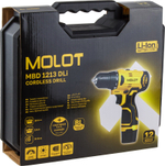 Аккумуляторная дрель-шуруповерт MOLOT MBD 1213 Dli в чемодане