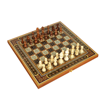 Саввина Подарочный набор игр шахматы, нарды, шашки с доской Восточная мозаика
