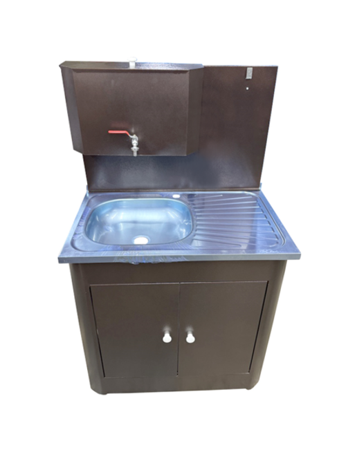 Рукомойник "Дуэт 2-х дверный" металл. 500х800 антич.медь (без ЭВН-20л,мойка НЕРЖ.лев/прав, кран мет)