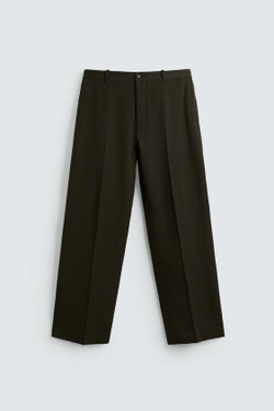 ZARA БРЮКИ REGULAR FIT ИЗ 100% ШЕРСТИ, ТЕМНО-КОРИЧНЕВЫЙ