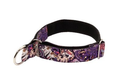 Широкий ошейник полуудавка для собак Пейсли фиолет Lapalandia 40 мм