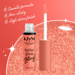 NYX Professional Makeup Butter Gloss Bling - Блеск для губ с блестящими частицами оттенок 02 Dripped Out, 8 ml