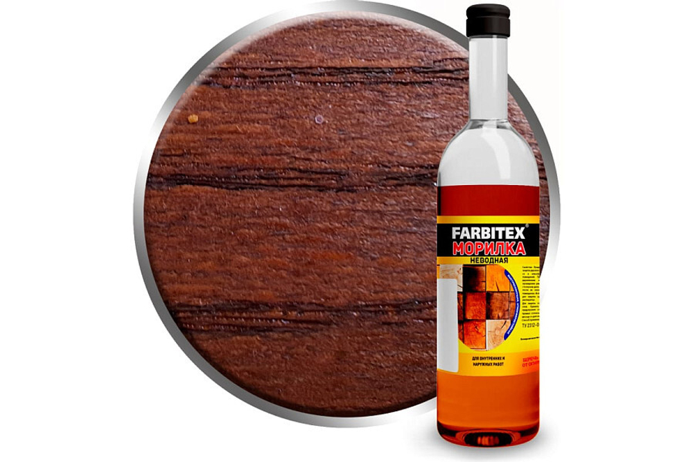 Морилка неводная  0,5л. (0,42 кг), стекло, орегон FARBITEX
