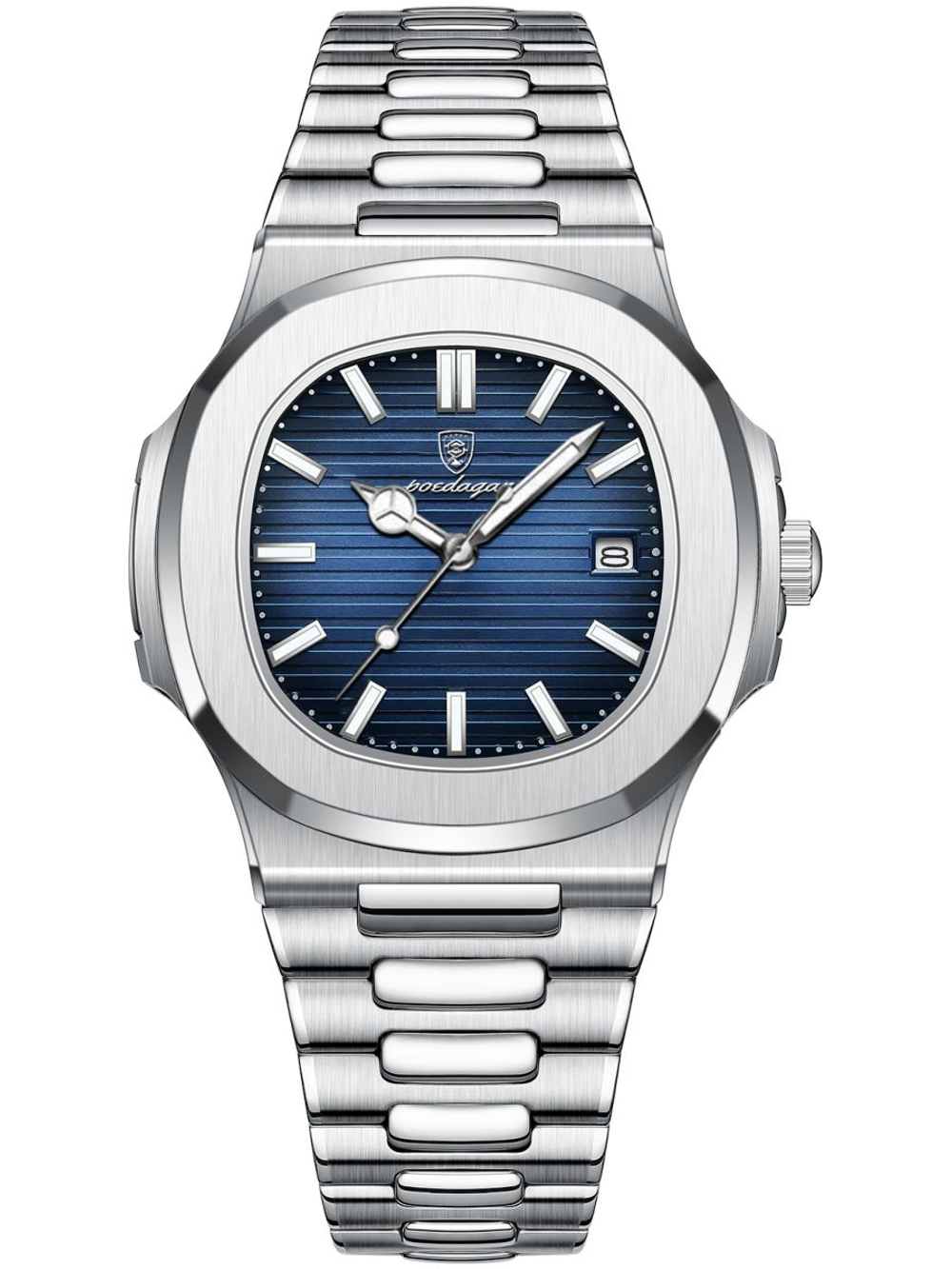 Часы мужские кварцевые PARNASSUS 613 c браслетом замок бабочка (серебро, синий)