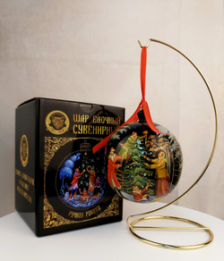 Шар новогодний "Рождество"  (круговая худ. роспись Палех) в коробке