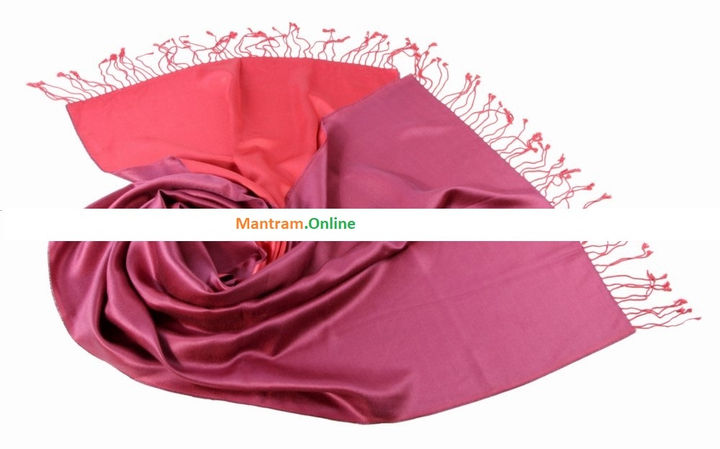 Палантин материал Шелк 100% двухсторонний цвет пурпурный малиновый 180х50 см.