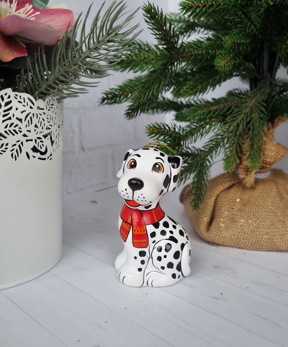 Пес долматинец ёлочная игрушка из фарфора