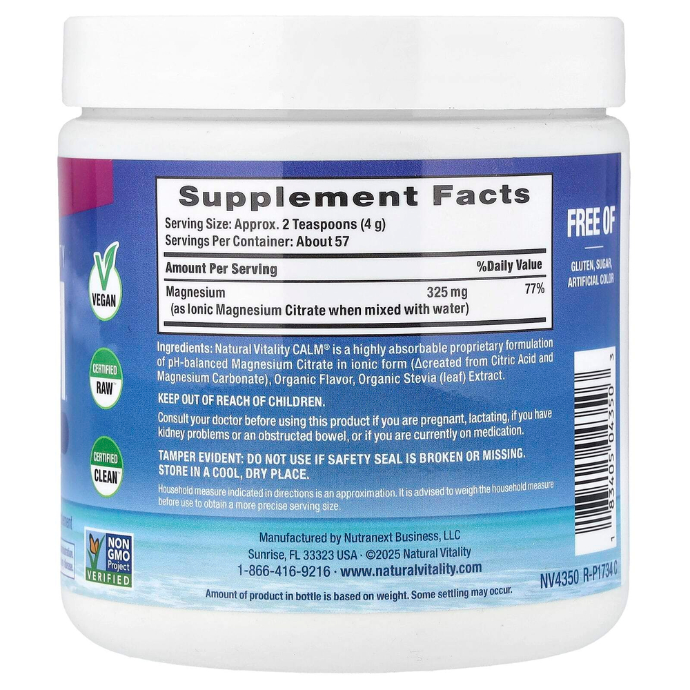 Natural Vitality, CALM, антистрессовая смесь для напитков, малина и лимон, 226 г (8 унций)