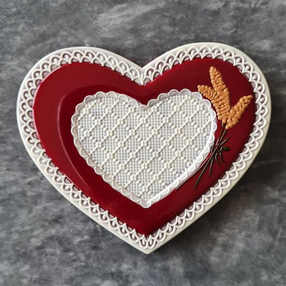 858 | Форма для шоколадных изделий &quot;Сердце с узором&quot;(275*175 мм)