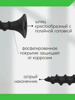 Саморезы по дереву и гипсокартону 4,8х95, черный, набор 20 шт
