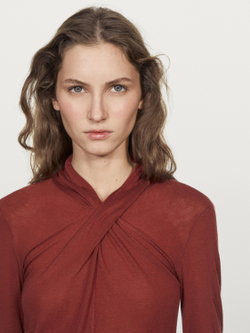 Massimo Dutti Топ внахлест из лиоцелла и шерсти, темно-розовый