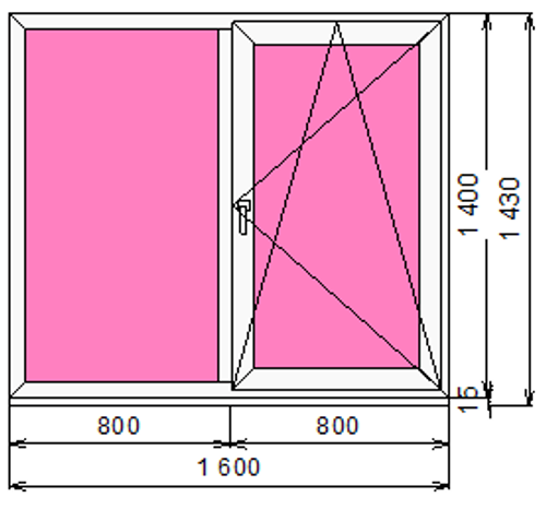 Пластиковое окно 1400 х 1600 ТермА Эко