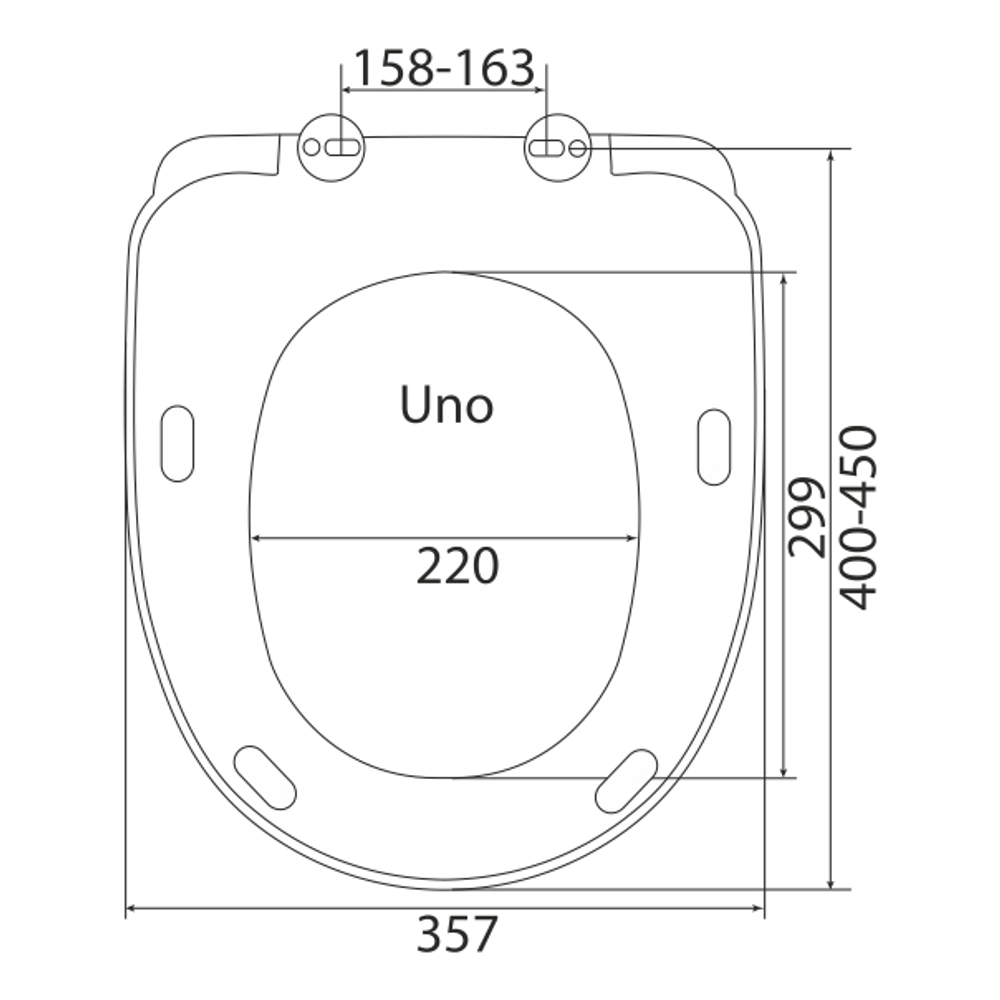 Сиденье для унитаза UNO PP полипроп. с универс. крепл.(Эко,Хит,Комфорт,Алькор,Бореаль,Сенатор,Лайма)