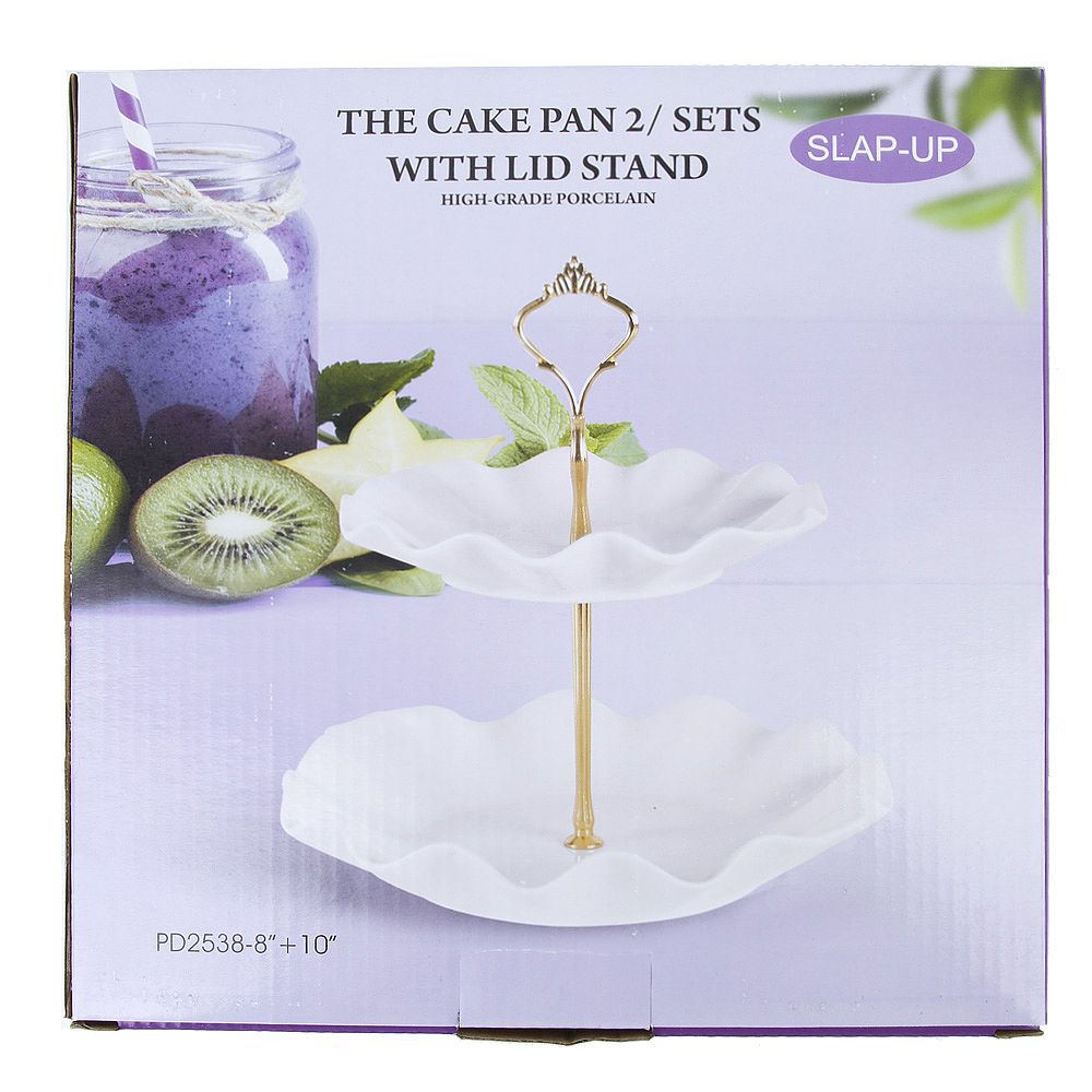 Блюдо 2-х ярусное " " 26,5х26,5/20х20см h=23 см (фарфор) (подарочная упаковка)