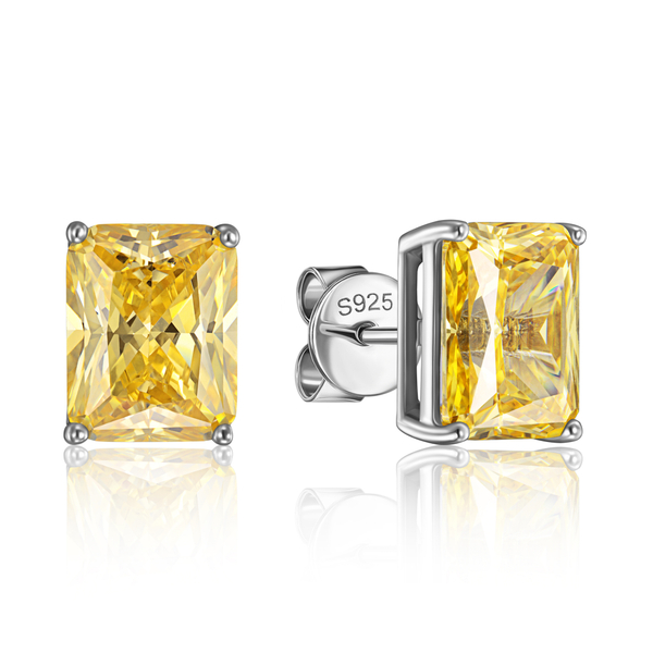 Пусеты прямоугольник с бриллиантовой огранкой