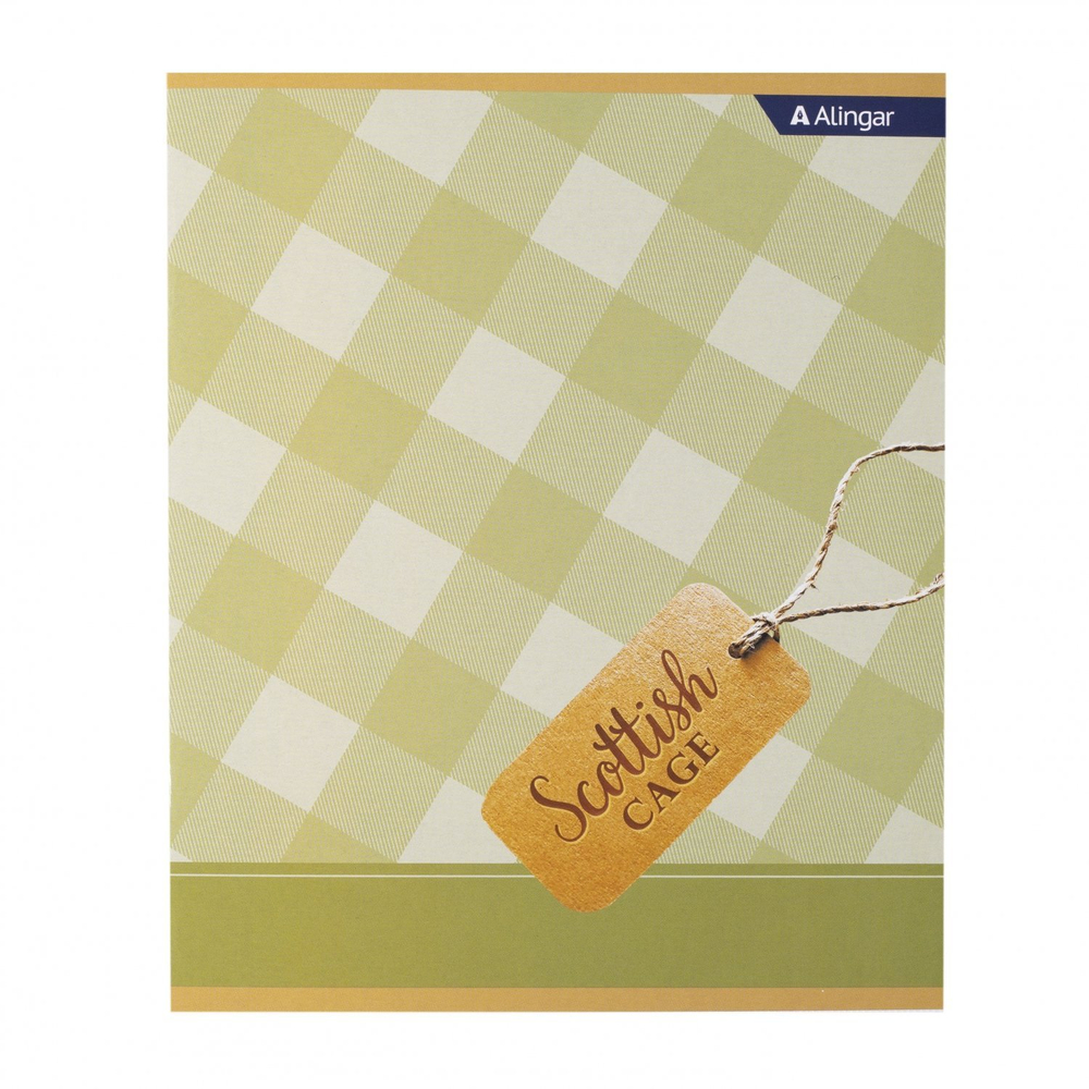 Тетрадь 36 л., А5, клетка, Alingar "Шотландская клетка", скрепка, второй блок 60г/м2, мелованный картон (стандарт), 4 дизайна в пленке т/у