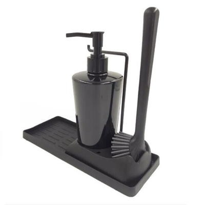 Набор для кухни (подставка, дозатор, силиконовая щетка) цвет черный D-121