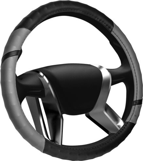 Оплетка руля M 37-38 см рифленая черно-серая (AZARD)