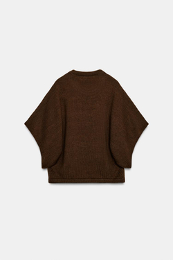 ZARA СВИТЕР С ШИРОКИМИ РУКАВАМИ, КОРИЧНЕВЫЙ