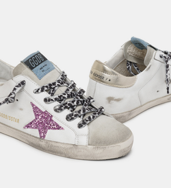 Кеды Golden Goose 'Superstar' glitter and gold heel tab