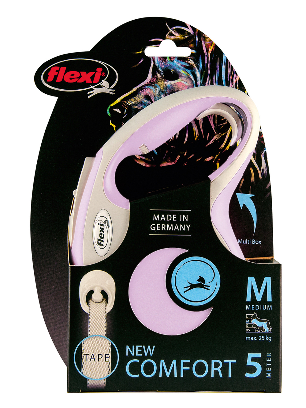 Поводок-рулетка Flexi New Comfort M. Лента 5 м. для собак до 25 кг. Розовый