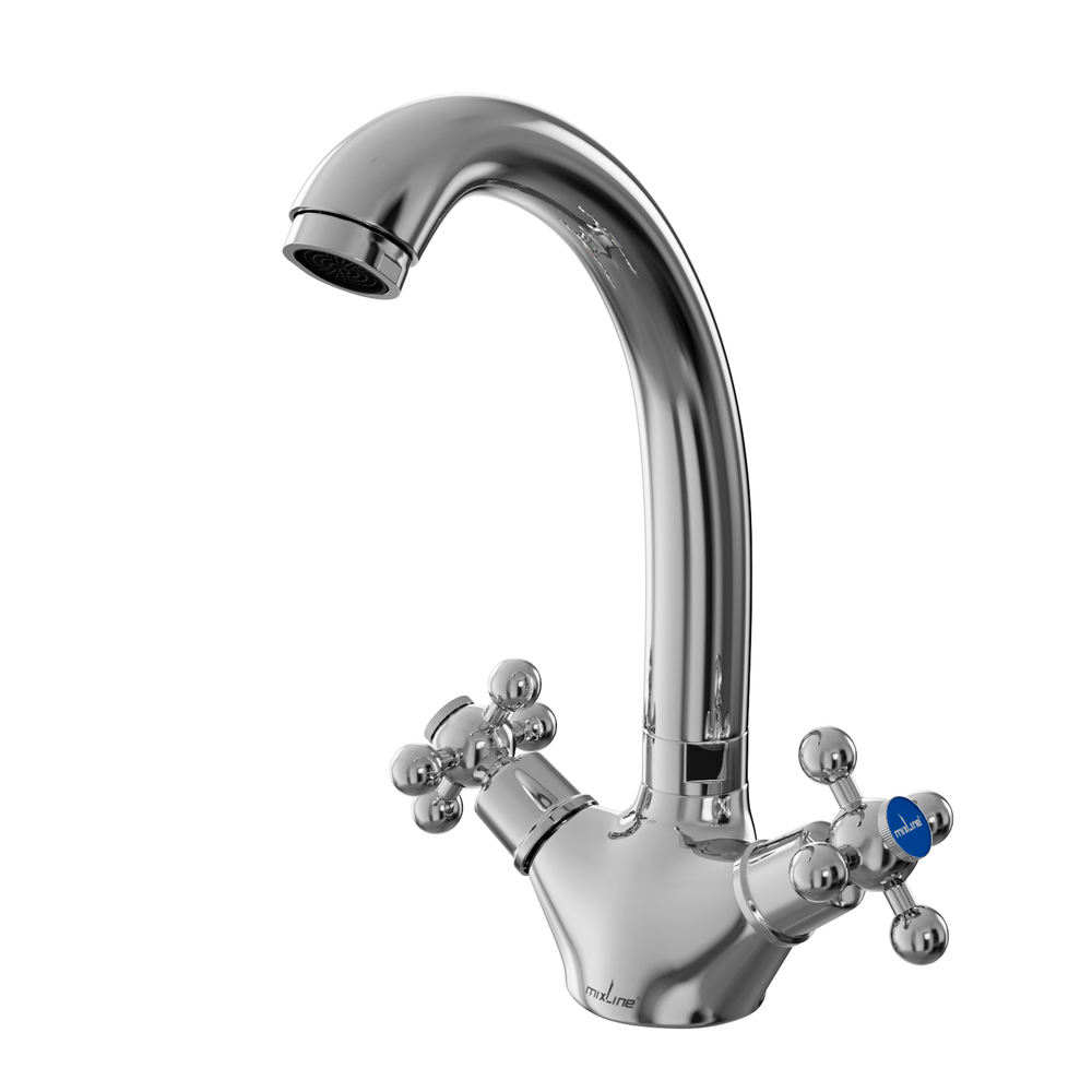 Смеситель для кухни 1/2 кер. MIXLINE ML07-031 низкий излив п/гайку (без подводки)