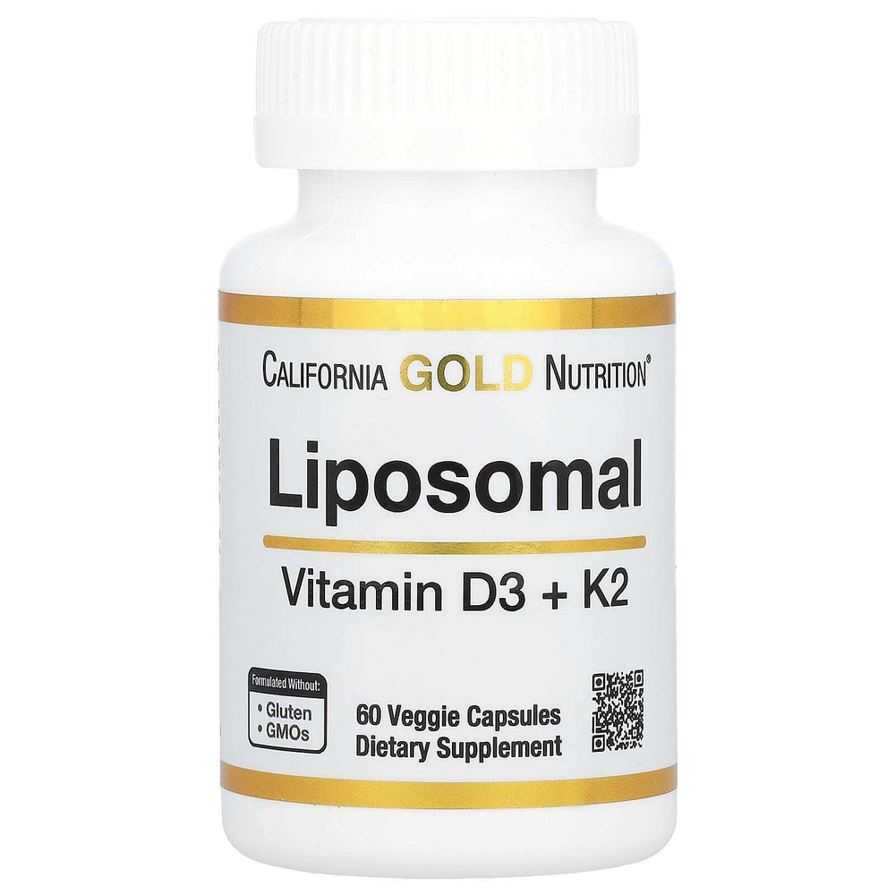 California Gold Nutrition, липосомальные витамины K2 и D3, 60 вегетарианских капсул