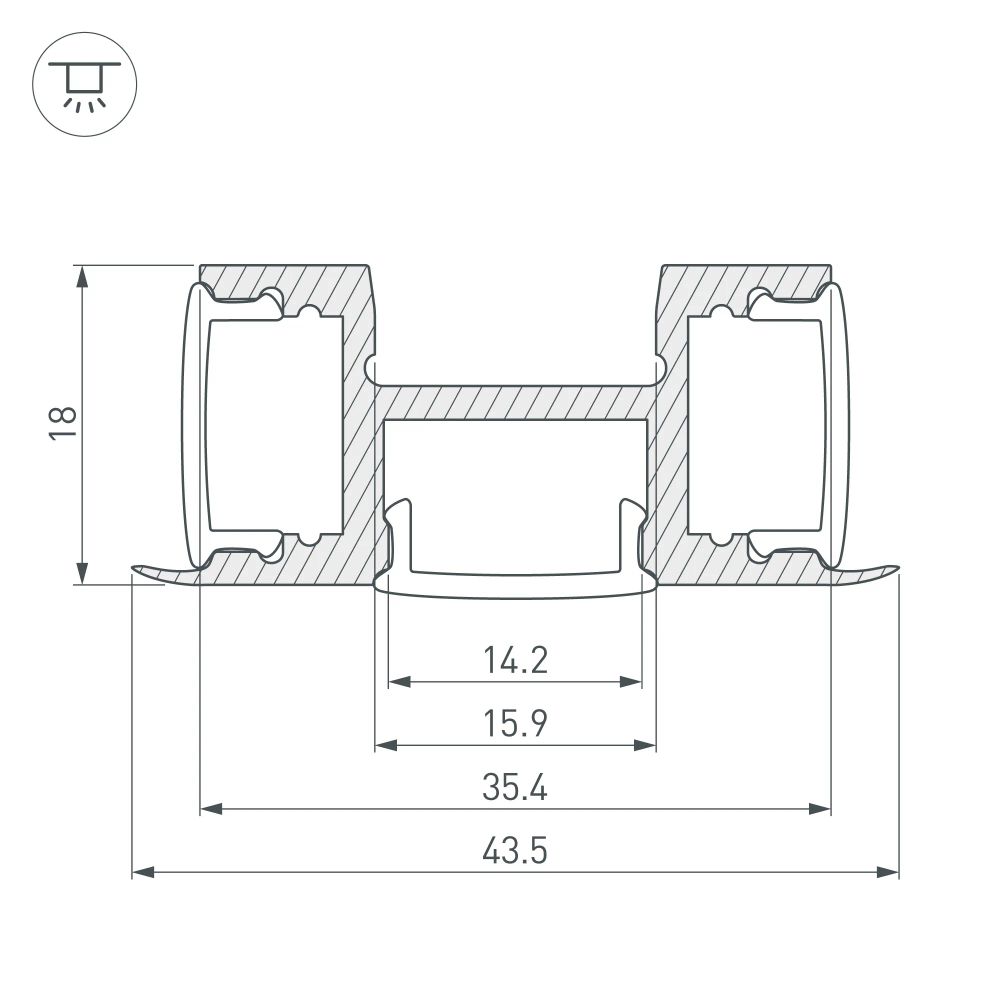 Профиль ARH-TRI-D-2000 ANOD (Arlight, Алюминий) 018829