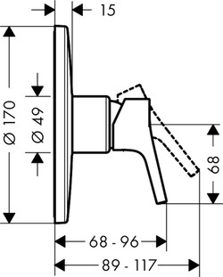 Смеситель для душа встроенный Hansgrohe Talis S Highflow 72607000