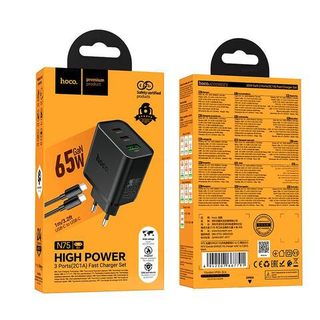 Hoco N75 Grande 65W(2C1A) зарядное устройство набор (Type-C на Type-C)