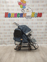 Санки-коляски Galaxy Snow Glory Gloss зеленый-серый