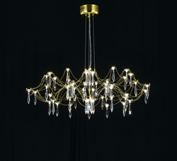 Подвесная люстра светодиодная с пультом и хрустальными подвесками Asfour MyFar Ersilia MR2663-60P-76AP