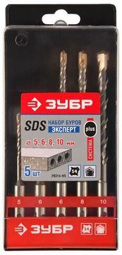 ЗУБР 5 шт: 5/6х110. 6/8/10х160 мм, набор SDS-plus буров, Профессионал (29314-H5)