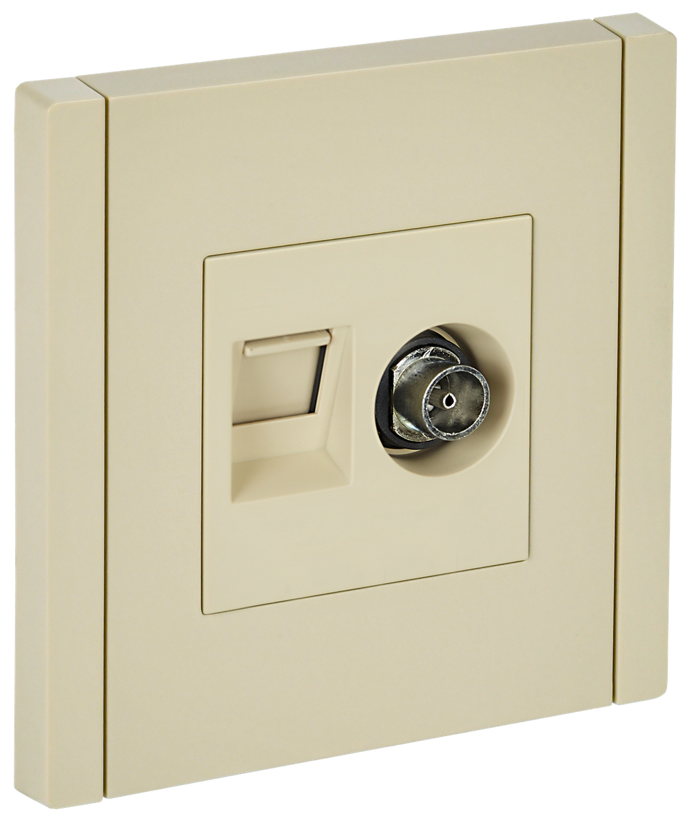 FORTE&PIANO Розетка двойная TV+RJ45 кат.5E FP436 ваниль IEK