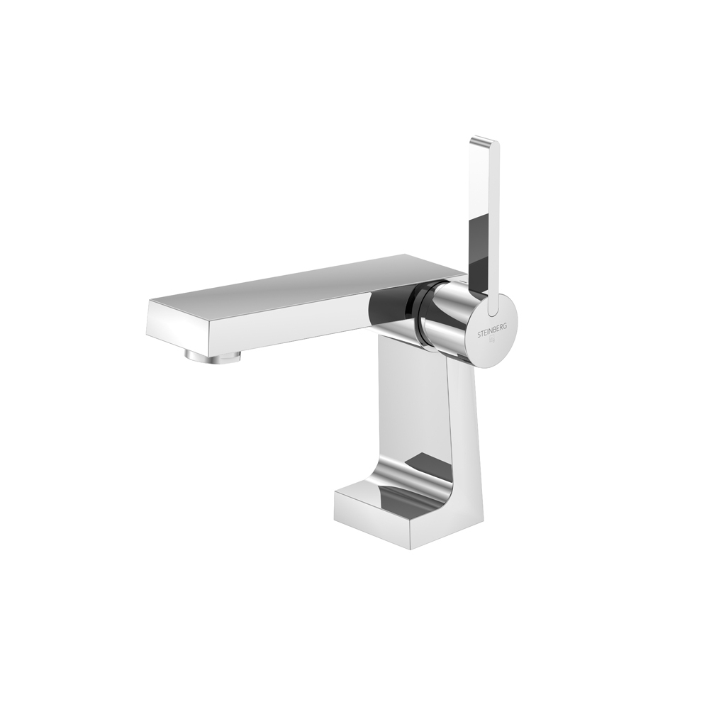 Смеситель для раковины Steinberg Серия 240 с керамическим картриджом, со сливным гарнитуром 1 1/4“, с гибкими шлангами 3/8“, хром 240 1020