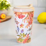 Стакан 550мл с крышкой с декором (бежевый)